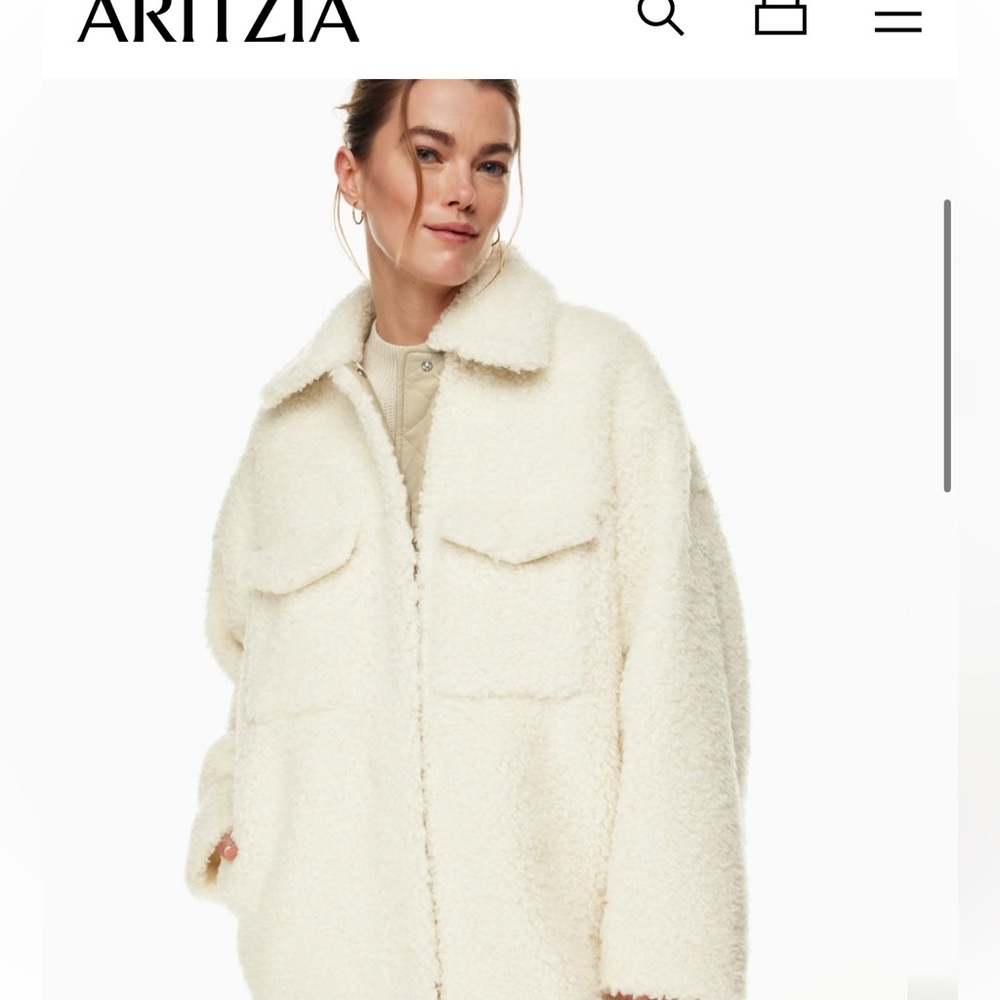 Aritzia Wildfred Free - Thompson Shirt Jacket Cozy White Teddy Jacket